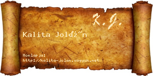 Kalita Jolán névjegykártya