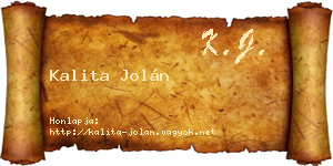 Kalita Jolán névjegykártya